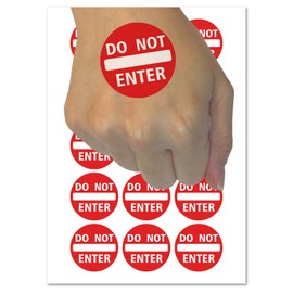 Do Not Enter Sign Red Circle Temporary Tattoo Water Resistant Fake Body Art Set Collection - 54 1" Tattoos (1 Sheet)