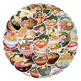 50 Pcs Ramen Stickers for Water Bottle Waterproof Sticker for Laptop Skateboard Phone Car Decals for Teens Adults for Party Favors Supplies Decor (Ramen Stickers)