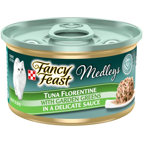Purina Fancy Feast Wet Cat Food, Medleys Tuna Florentine With Garden Greens in a Delicate Sauce - (24) 3 oz. Cans