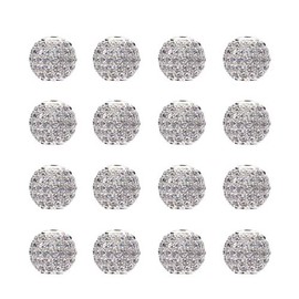 Craftdady 10Pcs 8mm Cubic Zirconia Round Loose Beads CZ Micro Pave Setting Disco Ball Spacer Beads Crystal Rhinestone Bracelet Connector Charm Beads Platinum for Necklace Earring Jewelry Craft
