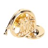 Gold Miniature French Horn Shaped Lapel Brooch Pin Brass Mini