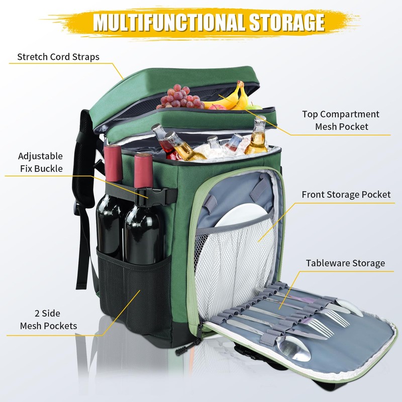 Backpack Cooler - AYAMAYA Upgrade Leakproof Cooler Backpack with Padded