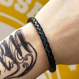 Stocking Stuffers Holiday Outfits for Women 2024 Braided Leather Bracelets for Men Lock Clasp Wrap Bracelet Double Layer Cord Bracelets Braided Rope Bracelet Wristband Bangle Couple Bracelet Christmas Gifts for Friends(Black C)