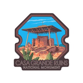 Die Cut Sticker Casa Grande Ruins National Monument, Arizona, Contour Vinyl Sticker 1 to 3 inches (Waterproof Decal for Cars, Water Bottles, Laptops, Coolers), Small