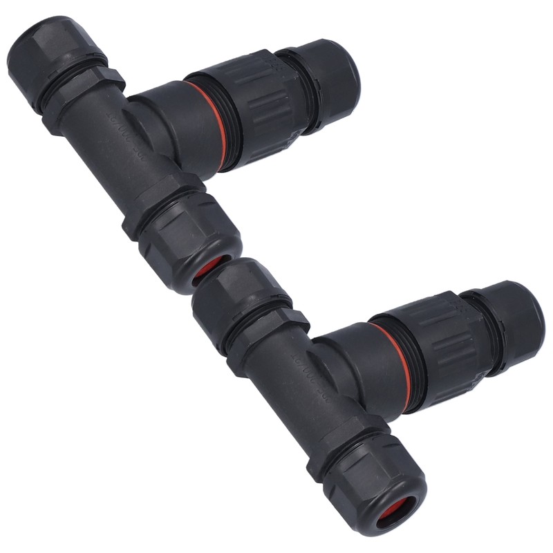 2Pcs 3 Way Junction Box Waterproof T Shape Cord Connector