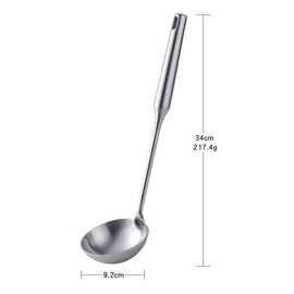 SBOMHS Ladle Stainless Steel 18/8 Ladle Soup Ladles 1 Piece Long Handle 34 cm / 13.4 Inches Silver Matt Width 9.2 cm / 3.6 Inches