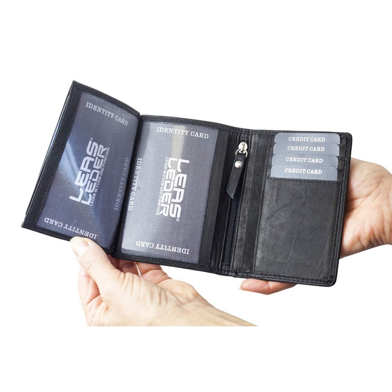 LEAS Ausweishülle, Ausweismappe RFID-Schutz in Echt-Leder, schwarz Card-Collection