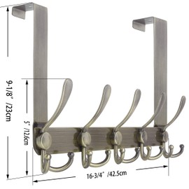 WEBI Over The Door Hook Door Hanger Hook Rack with 5 Tri Hooks for Hanging Coats, Door Towel Rack Towel Hanger Door Coat Hanger Over Door Coat Rack for Bathroom,Behind Back of Door,Bronze