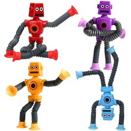 Telescopic Suction Cup Robot Toy, Stretchy Giraffe Suction Toy Animal Autism Sensory Toy for Toddlers, Travel Essential, Educational Classroom Treasure Box, Stretchy Robots Party Favors