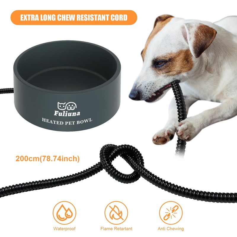 Fuliuna Large Heated Water Bowl, Outdoor Heated Dog Bowl with