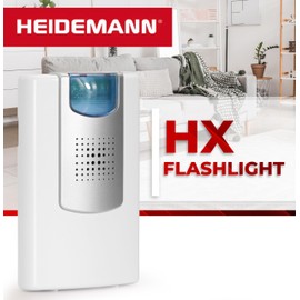 Heidemann Funkgong Set HX Flashlight (weiß, max. Reichweite 200 m, Lautstärke 4-stufig einstellbar bis 90 dB 8 Melodien einstellbar, Klingel, inkl. Sender + Empfänger, Türklingel) 70824