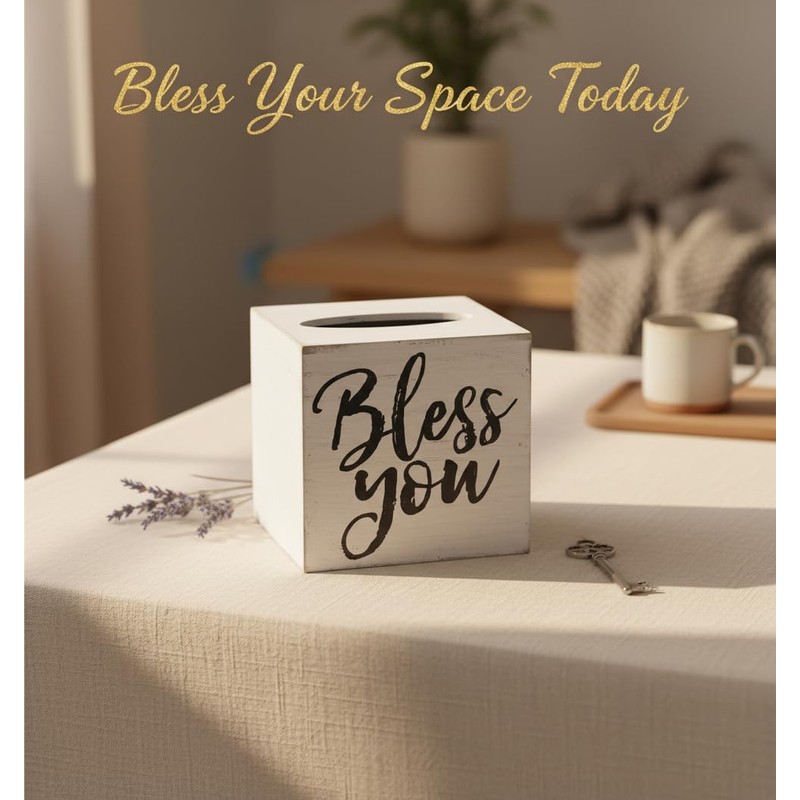 Young's Inc. Wood Bless You Tissue Box Cover - Tissue