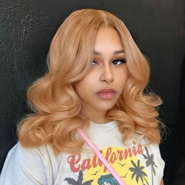 Ailwelia Honey Blonde 5x5 Glueless Body Wave Bob Wig Human Hair 200% Density Wear And Go Glueless Bob Wig Human Hair Closure Hd Lace Closure Wigs Human Hair Wigs For Black Women 14 Inch