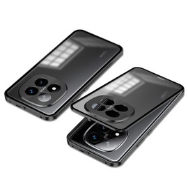 QUIETIP Case Compatible with Poco X7 & Redmi Note 14 Pro 5G,Metal Frame + PC Frosted Surface Back Cover,Black