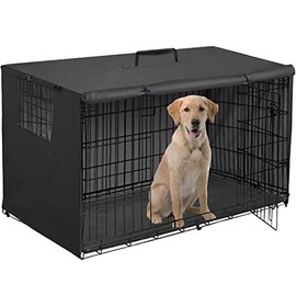 Dalema Indoor/Outdoor 36inch Dog Crate Cover for Single/Double/3 Door Wire Cage,Soft Durable Windproof/Anti-UV Universal Polyester Pet Kennel Cover,Black 36" L x23 W x 25" H Dog Cage Cover Only.