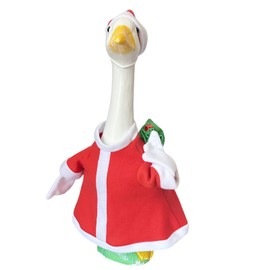 XKEJKNY Porch Goose Christmas Outfits, Santa Lawn Goose Clothes for 23" High Cement Goose Decoration, Xmas Yard Goose Costume (Santa)