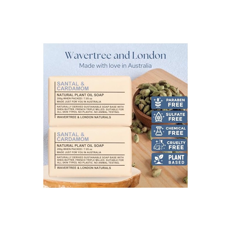Wavertree & London Santal & Cardamon Triple Milled 7oz. soap