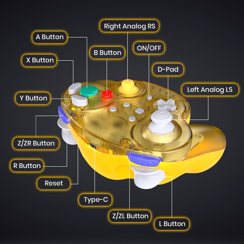 2.4 GHz Wireless GameCube Switch Pro Controller, for NGC GameCube