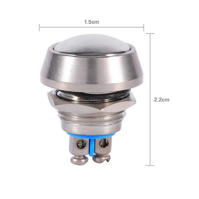 Button Switch, Fydun 12mm Momentary Toggle Dome Top Waterproof Metal