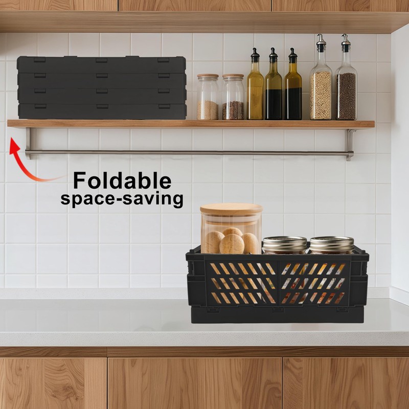 2 Pack Mini Foldable Small Plastic Baskets for Organizing and