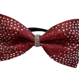 Tailless Rhinestone Glitter Cheer Bows - ALL COLORS AVAILABLE (Red)