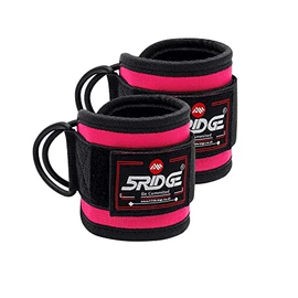 5RIDGE Ankle Strap for Cable Machines - Ankle Cuff for Leg Training, Cable Reel, Equipment, Cable Straps for Men and Women (Pink Pair)