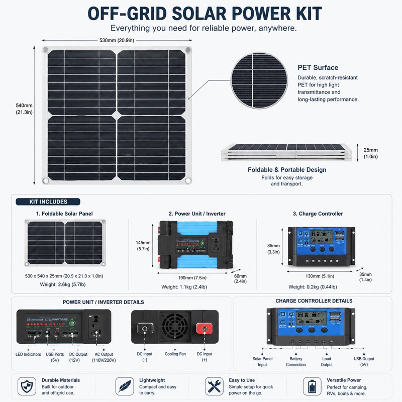Foldable Solar Charging Kit for Outdoor Use – Dual USB