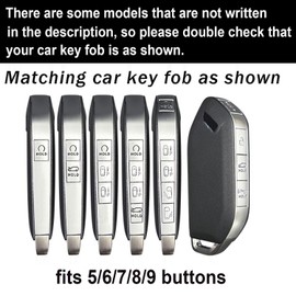 ontto 5/6/7/8/9 Buttons Smart Remote Car Key Cover with Keychain Fit for Kia Telluride 2023 2024,Metal and Leather Key Fob Case Fit for Kia Sorento EV9 2024,Grey