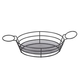 Fry Crisper Basket Food Grade 304 Stainless Steel Simple Style Easy Cleaning Light Mesh Snack Plate for Restaurant Oval Shape with Handle