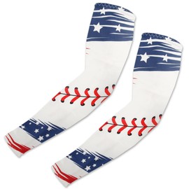 Habbiful 4th of July Arm Sleeves for Men Women Patriotic Arm Sleeves for Independence Day Memorial Day Decoration UV Sun Protection Arm Sleeves for Outdoors Sports,Sport Compression Sleeves,White