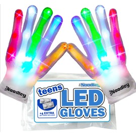The Noodley LED Light Up Gloves for Boys Toys Age 10 Kid Size Stocking Stuffers Christmas Birthday Fun Gift for Kids (Medium, Ages 8-12)