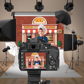 Baocicco 5x3ft Cartoon Bakery Shop Backdrop Fresh Bread Welcome to Bakery Shop Cupcake Showcase Baguette Doughnut Photography Background Birthday Party Decor Dessert Party for Kids Portrait Video