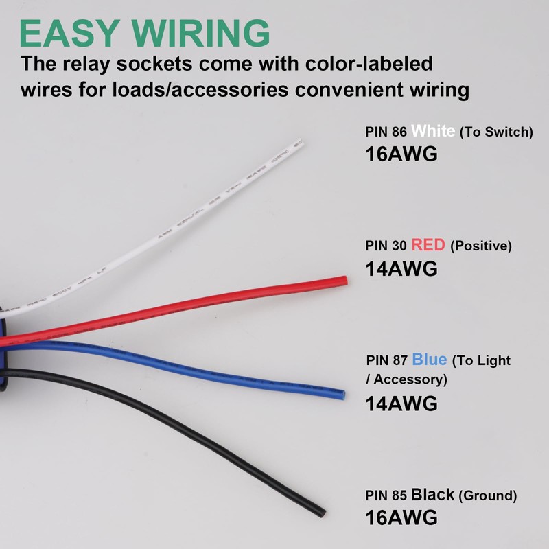 Weasch Waterproof Relay Kit, 12V 40A, 4 Pin SPST, Heavy