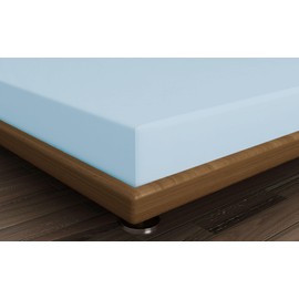 Premium Ranforce Single Fitted Sheet, Light Blue, 90 x 200 + 30 cm, 100% Cotton, 155 Thread Count, 117 g/m², Machine Washable at 30°C, Soft and Durable