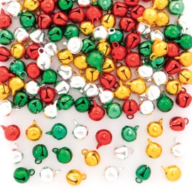 Baker Ross FE799 Small Christmas Craft Bells - Pack of 120, Assorted Colours Jingle Bells for Arts and Crafts Decoration, Christmas Craft Accessories for Children