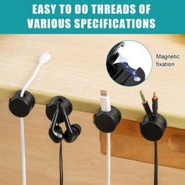 Nadiaen Magnetic Cable Clips,12 Pcs Charging Cable Magnetic Cable Organizer Storage Holder Adjustable Cable Tidy Hide Phone Charger Cable Clips Management for Office Supplies Kitchen Appliances