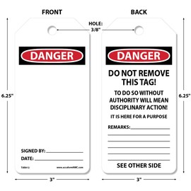 AccuformNMC 100 Safety Tags by-The-Roll, Danger with Blank Space, US Made OSHA Compliant Tags, Waterproof PF-Cardstock, Resists Tears, 6.25"x3", TAR412