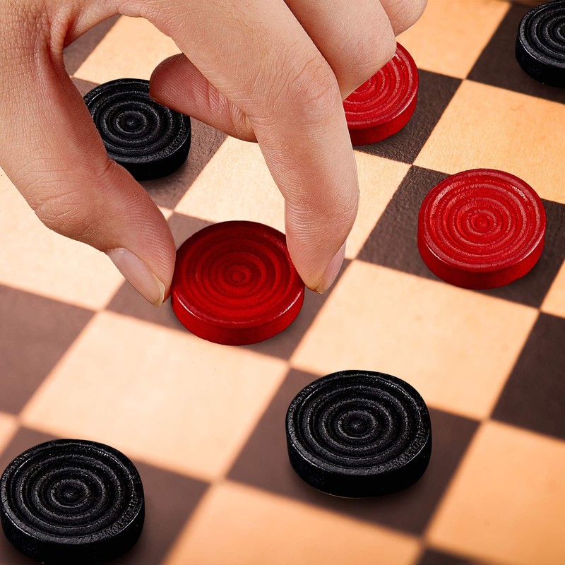 24 Pieces Wooden Checkers Pieces 1.06 Inch Checkers Board Game