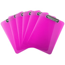 Trade Quest Plastic Clipboard Transparent Color Letter Size Low Profile Clip (Pack of 6) (Pink)