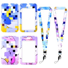 Stch Lanyard mit Ausweishalter,Karikatur Lanyard mit Kartenhaltern,Lanyard mit Kartenhalter 2 Anime Schlüsselband Umhängeband für Fahrkartenhülle Kinder ID Karten Büro Busfahrkarten Handys Schlüssel