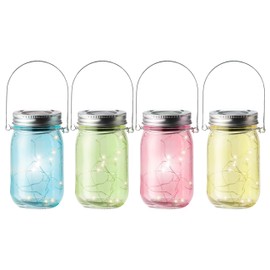 Glooke Selected LED Solar Glass Jar 4cls outd Variant Lighting, Multicoloured, One Size