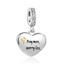SBI Jewelry God Cross Charm for Bracelets Matthew 6:34 Bible Verse Jesus Engraved Women Birthday Anniversary Mothers Day