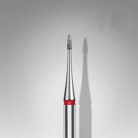 STALEKS PRO Expert Diamond Nail Drill Bit (Mini Flame, Red, 1mm Head / 3mm WP) – Soft Abrasiveness for Delicate Cuticle, Pterygium & Nail Edge Processing in Hardware Manicure/Pedicure