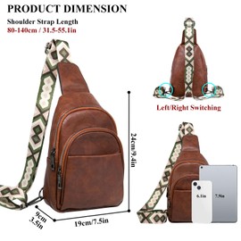 Long Keeper Crossbody Sling Bag - Women PU Leather Travel Shoulder Bag Small Cross Body Casual Daypack Waterproof Fanny Pack (Brown)