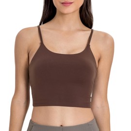 Lemedy Women Padded Sports Bra Fitness Workout Running Shirts Yoga Tank Top (L, Coffee Brown), Large