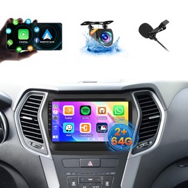 2+64G Inefala Android 13 Car Radio for Hyundai Santa Fe 2013-2017 with Wireless CarPlay Android Auto, 9 Inch HD Touchscreen Stereo with GPS WiFi Bluetooth FM/RDS SWC Backup Camera MIC