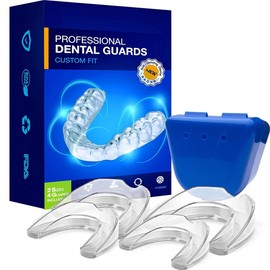 Neomen Mouth Guard for Teeth Grinding: Nighttime Dental Guard for Clenching, TMJ Relief - BPA Free, Moldable, Includes 4 Guards for Adults & Kids with Case