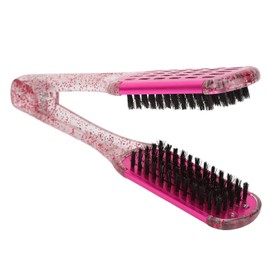 Double Sided Straightening Brush, Rose Red Hair Straightening Clamp Brush, Hair Styling Comb, Hairdressing Comb, Double Sided Comb for Soft Hair, Detangling Comb