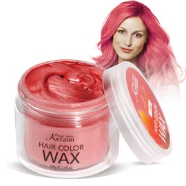 Hair Colour Wax, Magic Master Keratin Temporary Hairstyle Cream Instant Coloured Clay for Men and Women Party, Festival, Cosplay (Red)