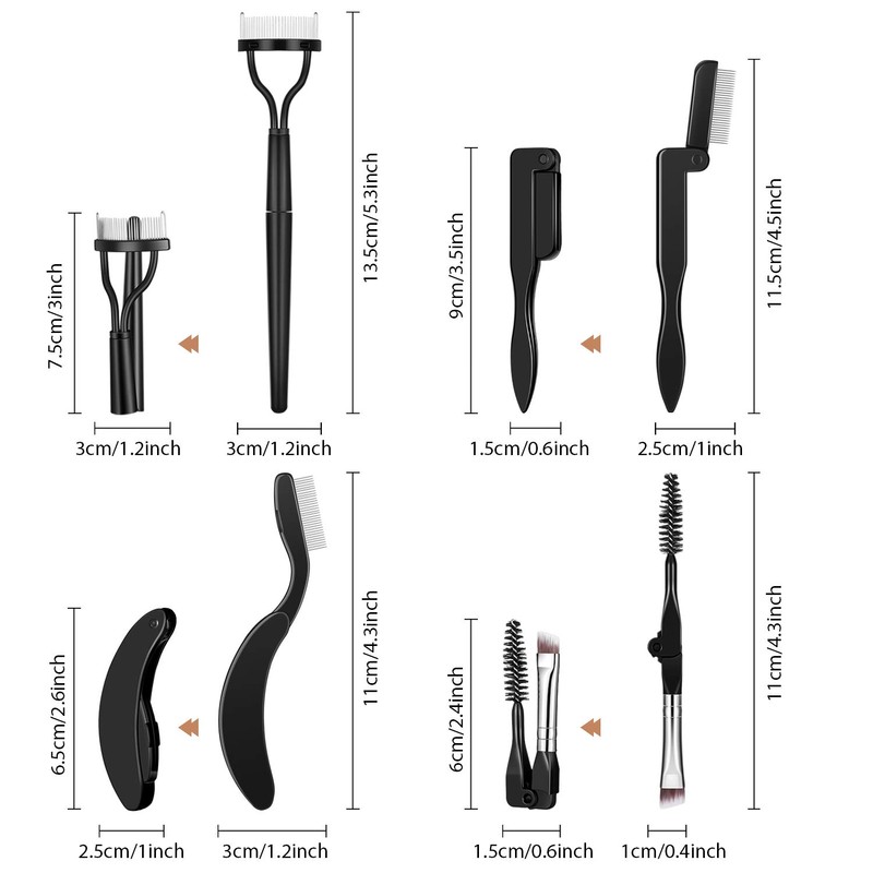 Boao 4 Pieces Folding Eyebrow Comb Eyelash Comb Lash Separator